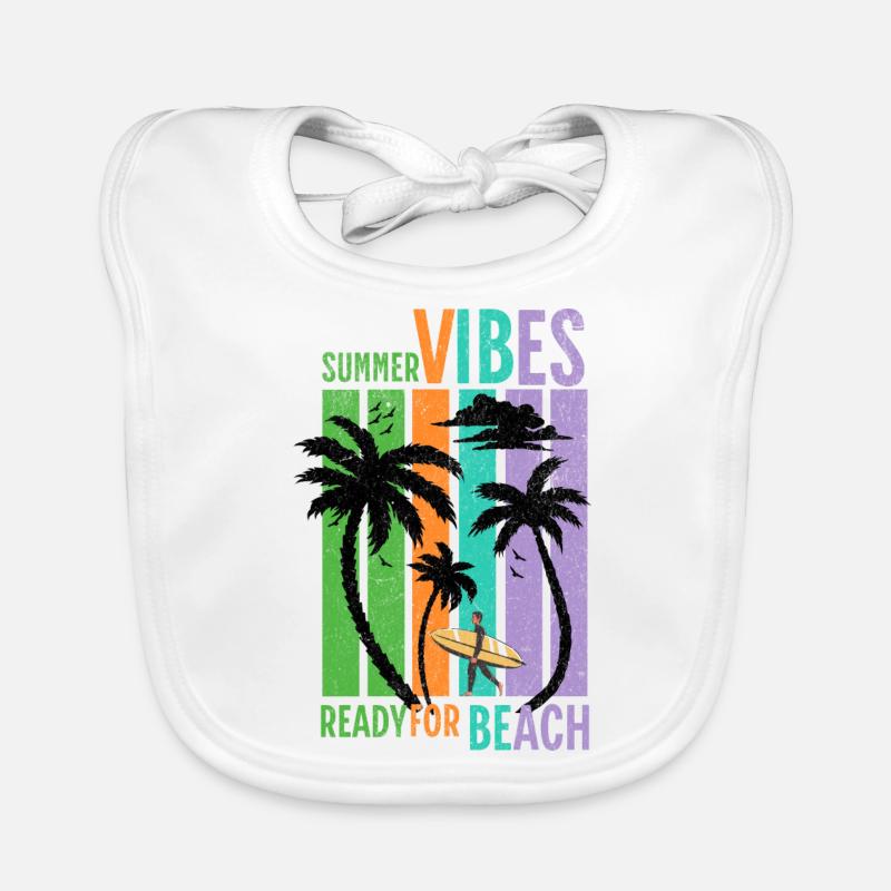 Summer Vibes Ready for Beach Organic Baby Bibs
