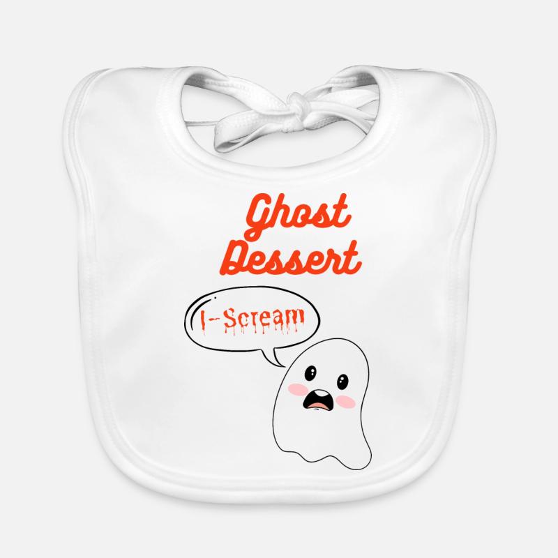 Ghost Dessert Halloween "I-Scream" Funny Retro Organic Baby Bibs