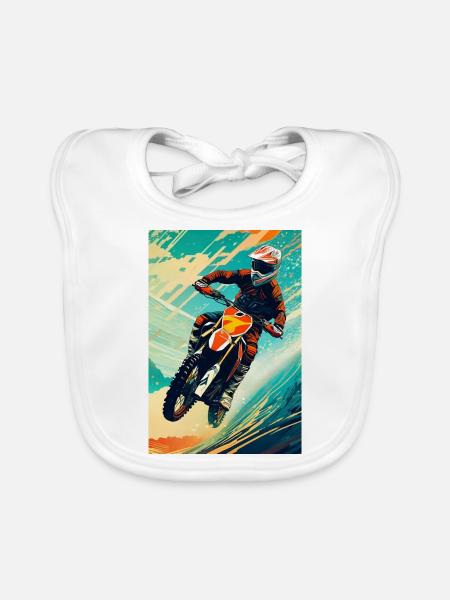 Motocross I - Bavoir bio Bébé - blanc - Devant