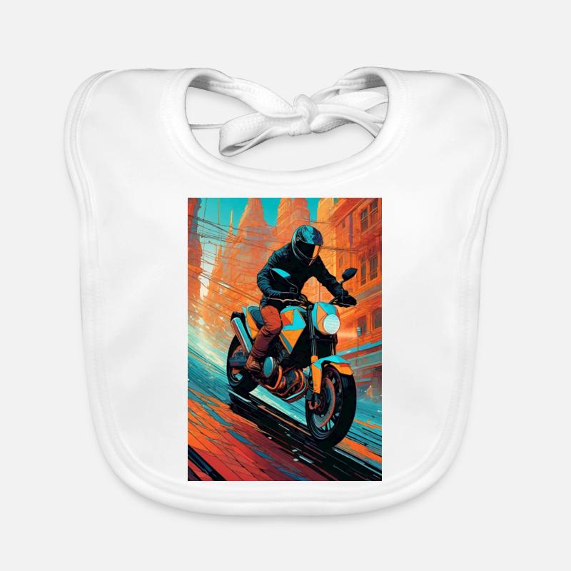 Motorrad II - Baby Bio-Lätzchen - Weiß