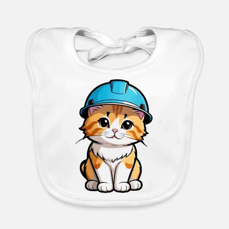 Kätzchen mit Schutzhelm Baby Bio-Lätzchen