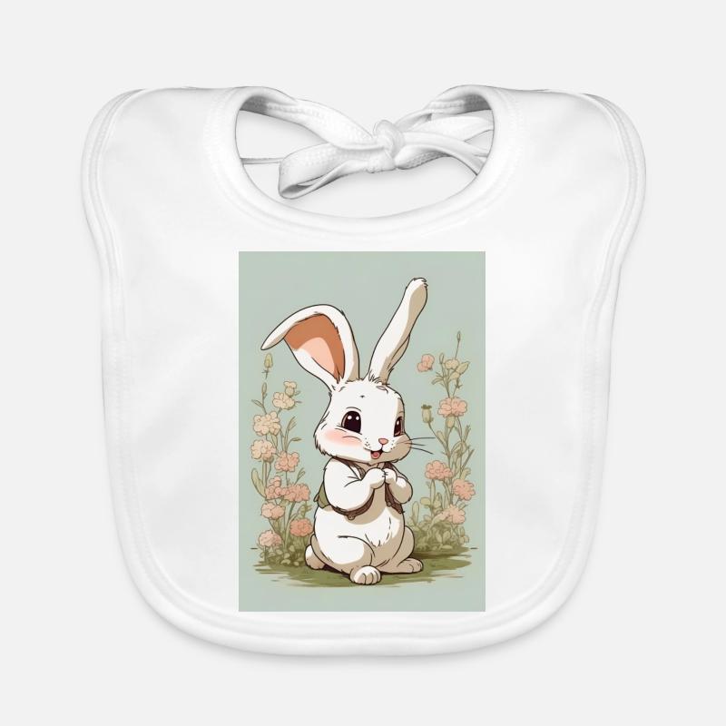 Cartoon Hase II - Baby Bio-Lätzchen - Weiß