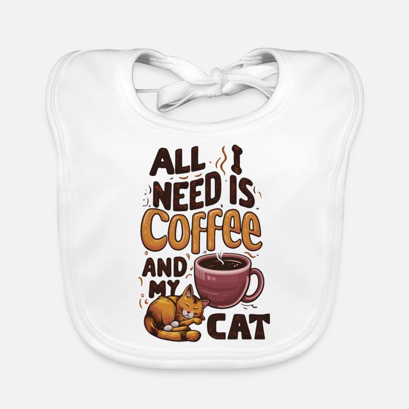 café et chat pour une bonne journée Bavoir bio Bébé