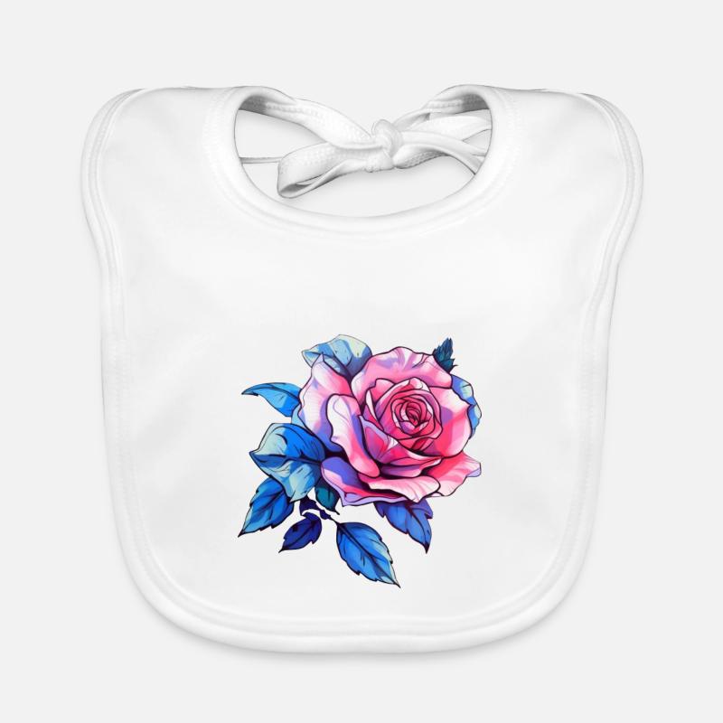 Roses Flower - Rose Organic Baby Bibs