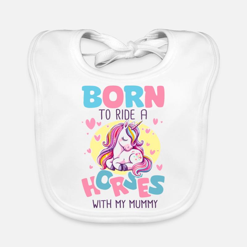 Né pour faire su cheval avec maman bébé cavalière Bavoir bio Bébé