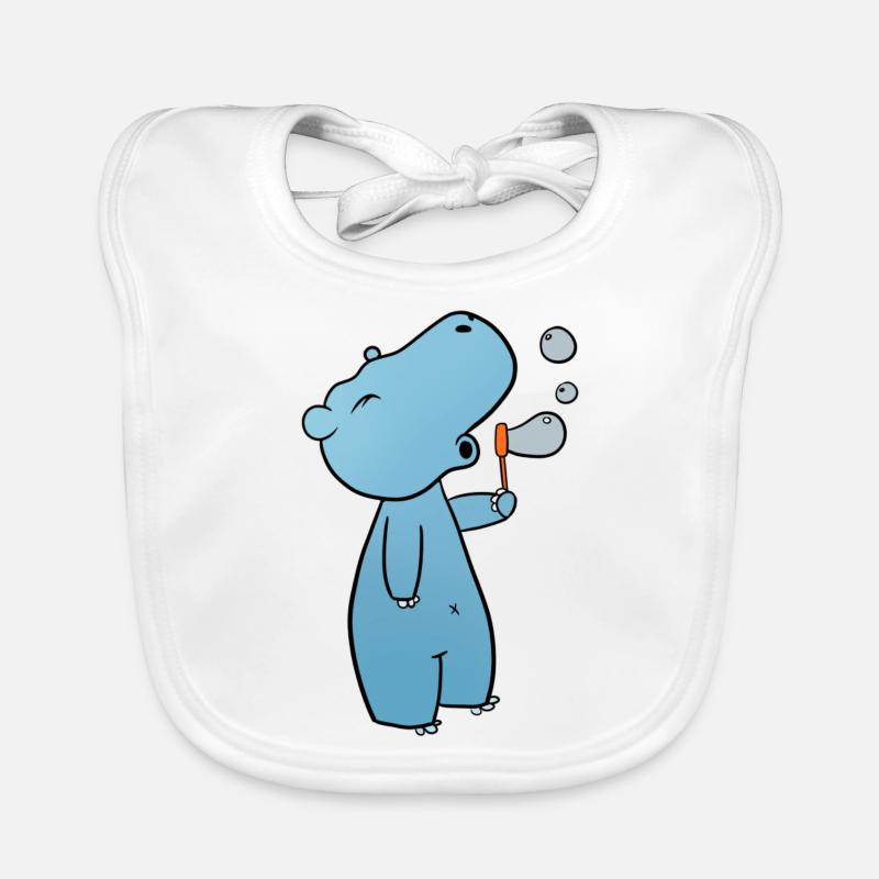 Hippopotamus Soap Bubbles Organic Baby Bibs