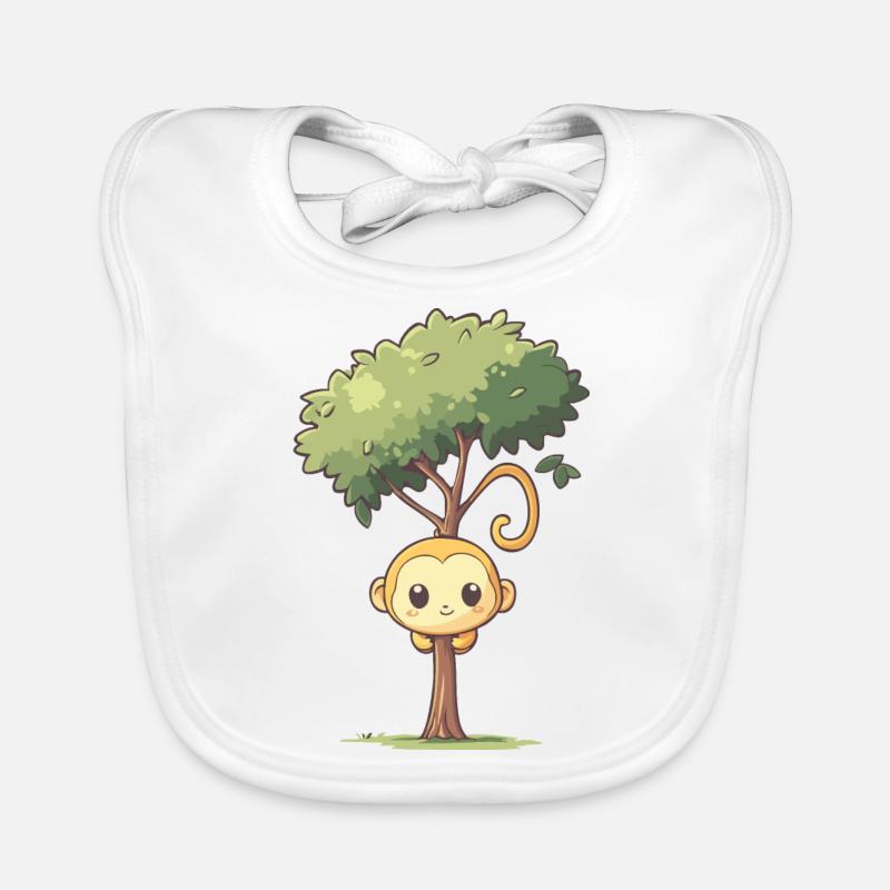 Singe suspendu à l’arbre - design de singe mignon Bavoir bio Bébé