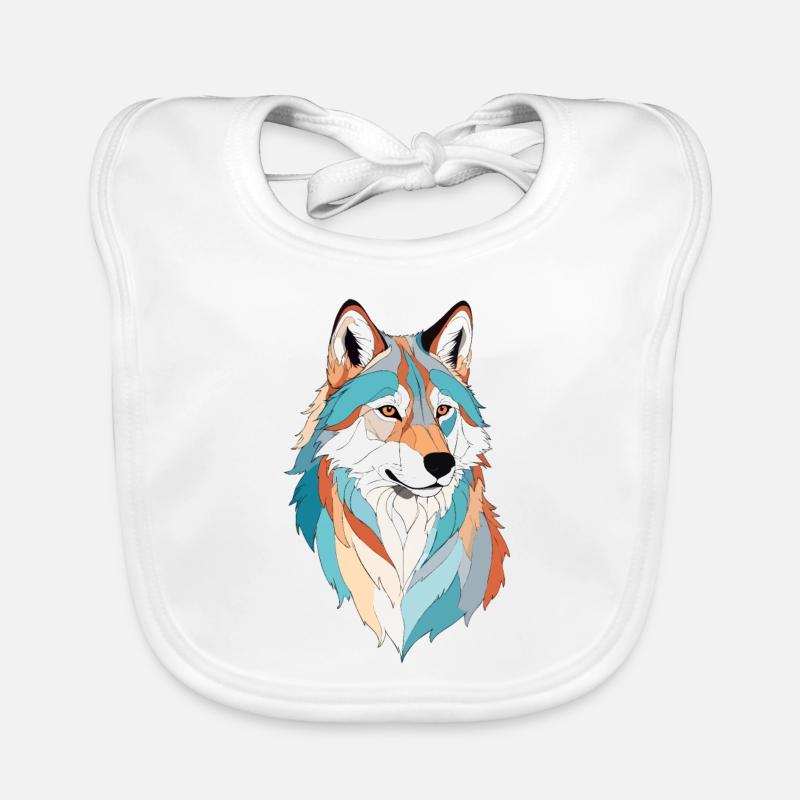 Wolf Vektor Kunst mit lebendiger Farbe Illustration Baby Bio-Lätzchen