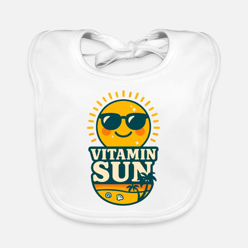 Vitamin Sun - Plage - Vitamine Soleil 3D Kawaii Bavoir bio Bébé