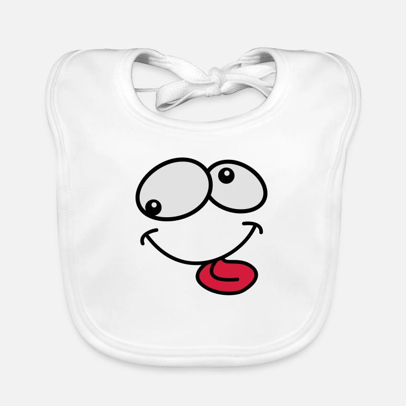 Stupide Crazy Grimace Comic Cartoon Face Bavoir bio Bébé