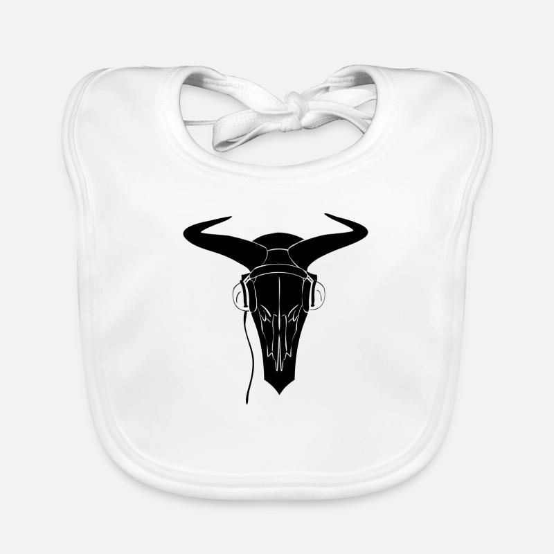 Bison Skull b/w Organic Baby Bibs