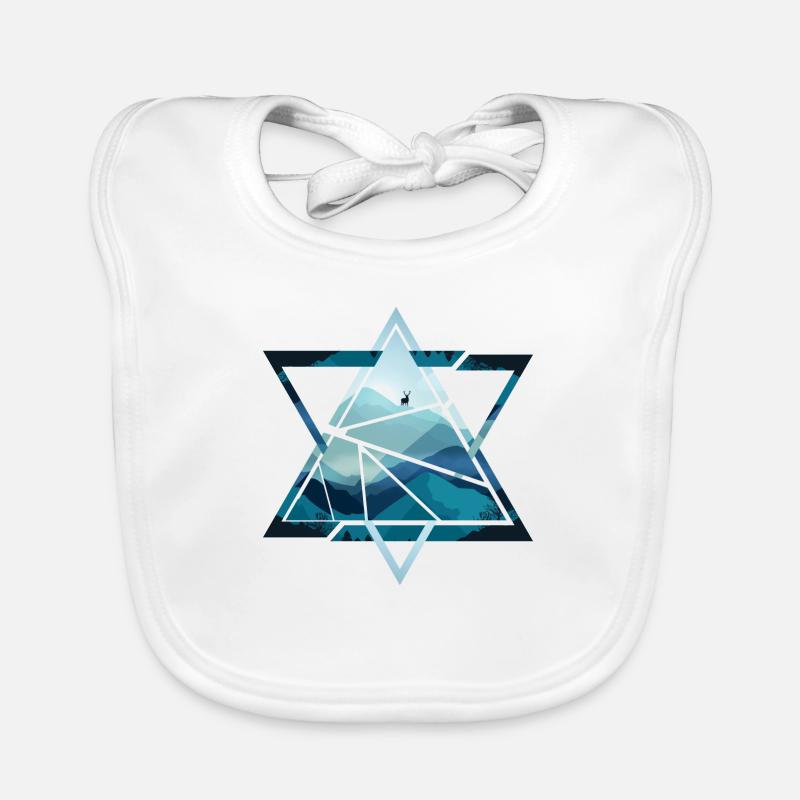 montagnes Triangle avec des cerfs - Bavoir bio Bébé - blanc