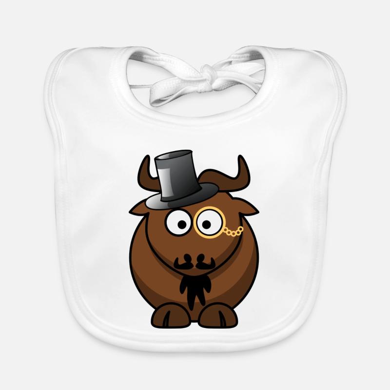 Buffalo Caricature with Monocle Organic Baby Bibs