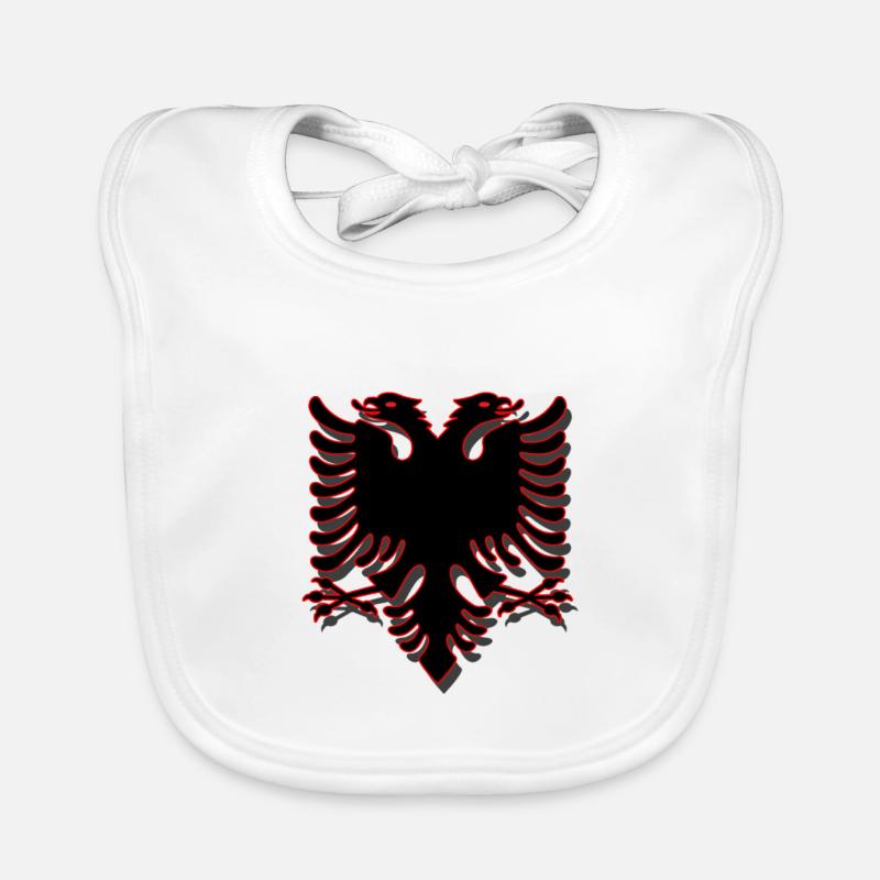 DOUBLE ADLER ALBANIA / Le drapeau de Skanderbeg - Bavoir bio Bébé - blanc