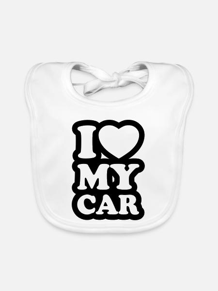 I love my car - Organic Baby Bibs - white - Front