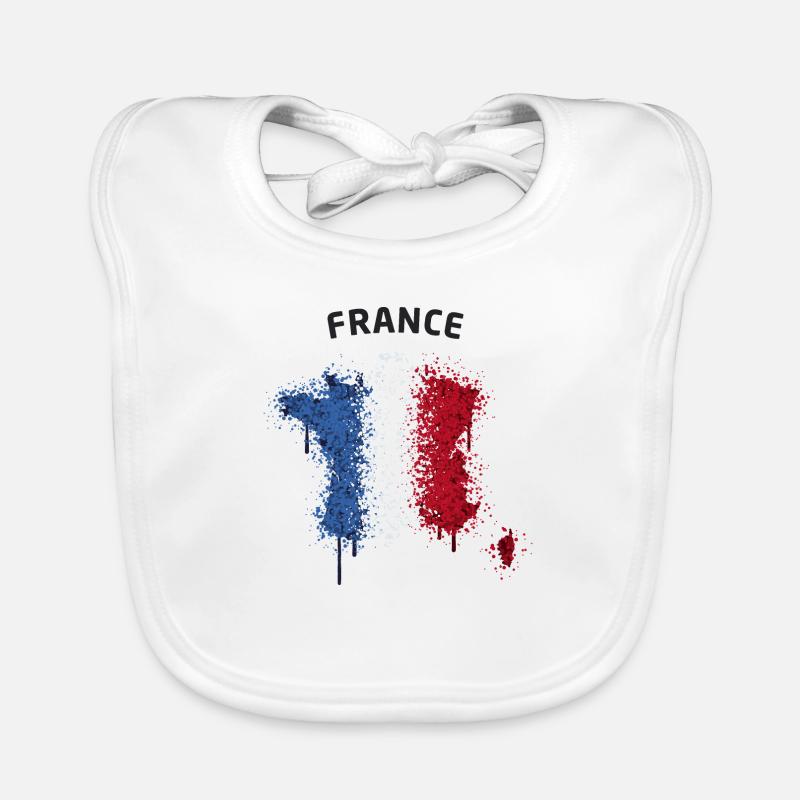 France Map flag graffiti text Organic Baby Bibs