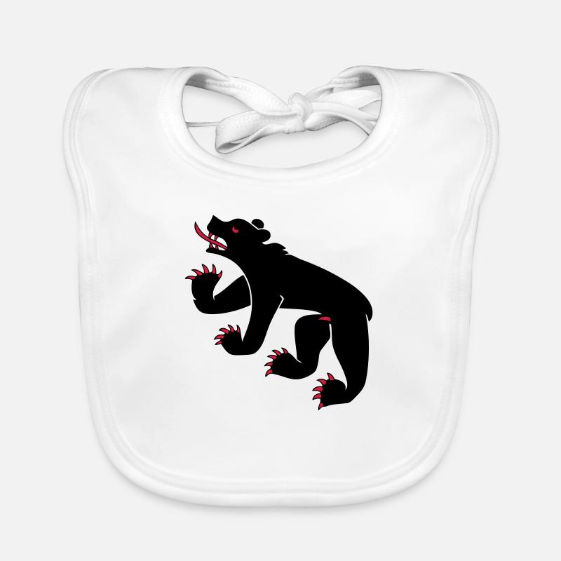dessin d'un ours symbole drapeau de Berne Suisse Bavoir bio Bébé