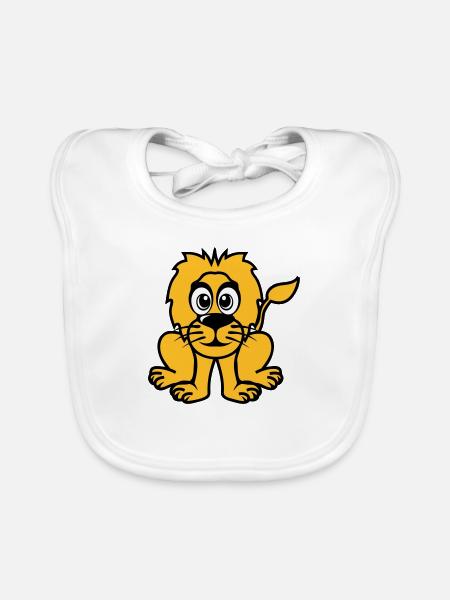 lion animals drawing - Organic Baby Bibs - white - Front