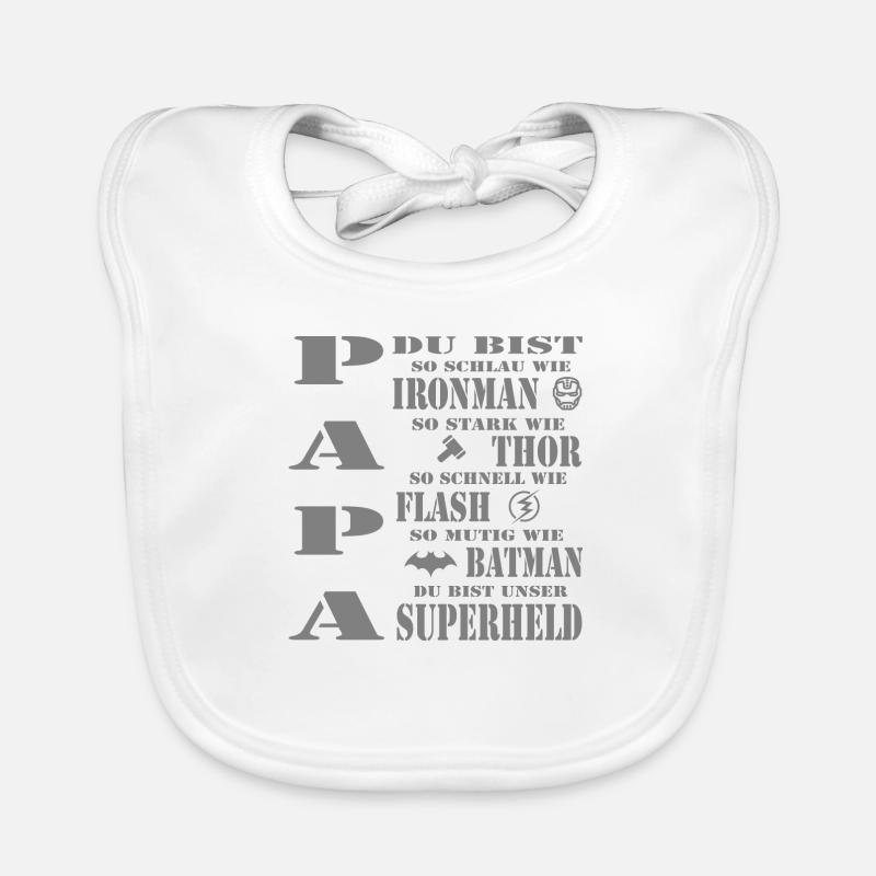 Papa du bist unser Superheld Baby Bio-Lätzchen