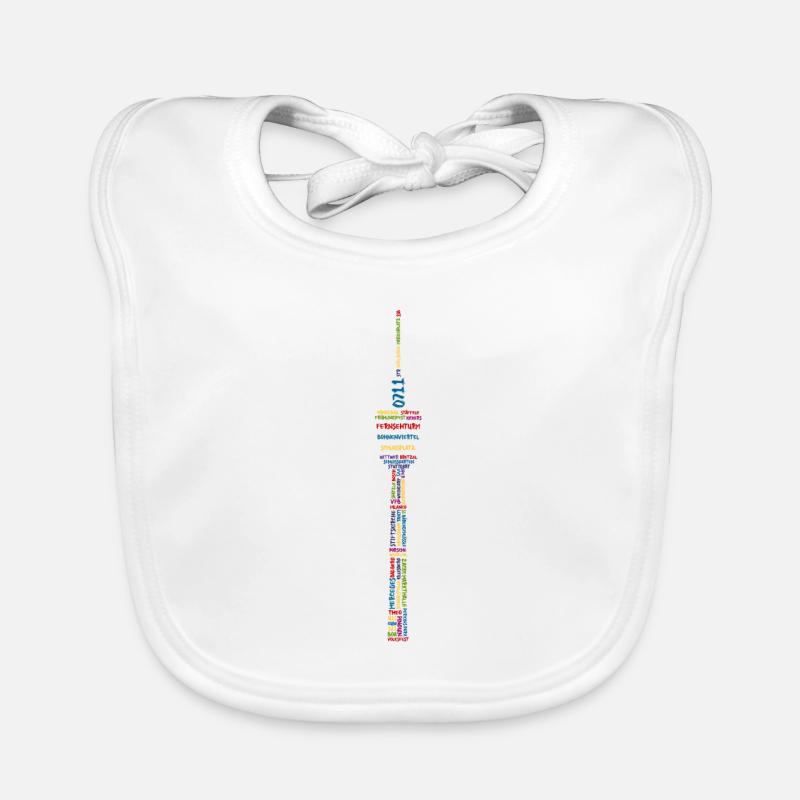 Stuttgart Fernsehturm (bunt) - Baby Bio-Lätzchen - Weiß