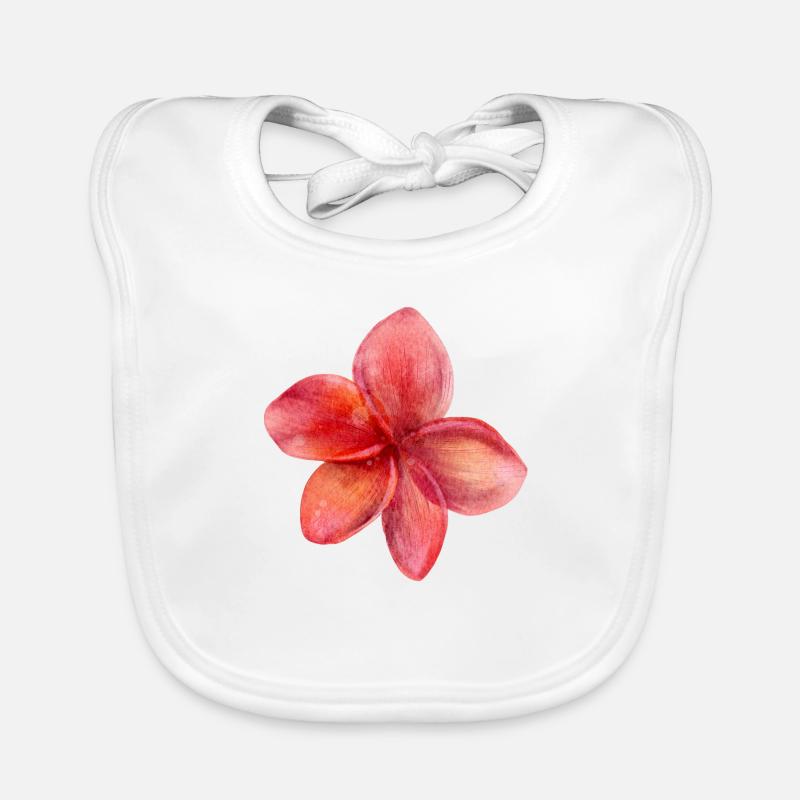 Fleur rouge - Bavoir bio Bébé - blanc