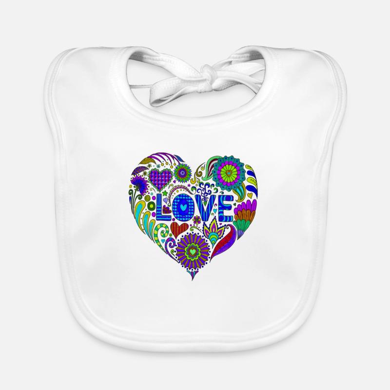 Spread your Love! - Anahata das Herzchakra "Blue" - Baby Bio-Lätzchen - Weiß