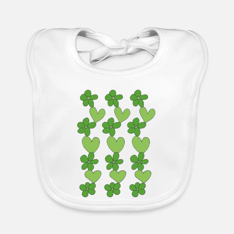 cœurs fleurs vert Bavoir bio Bébé