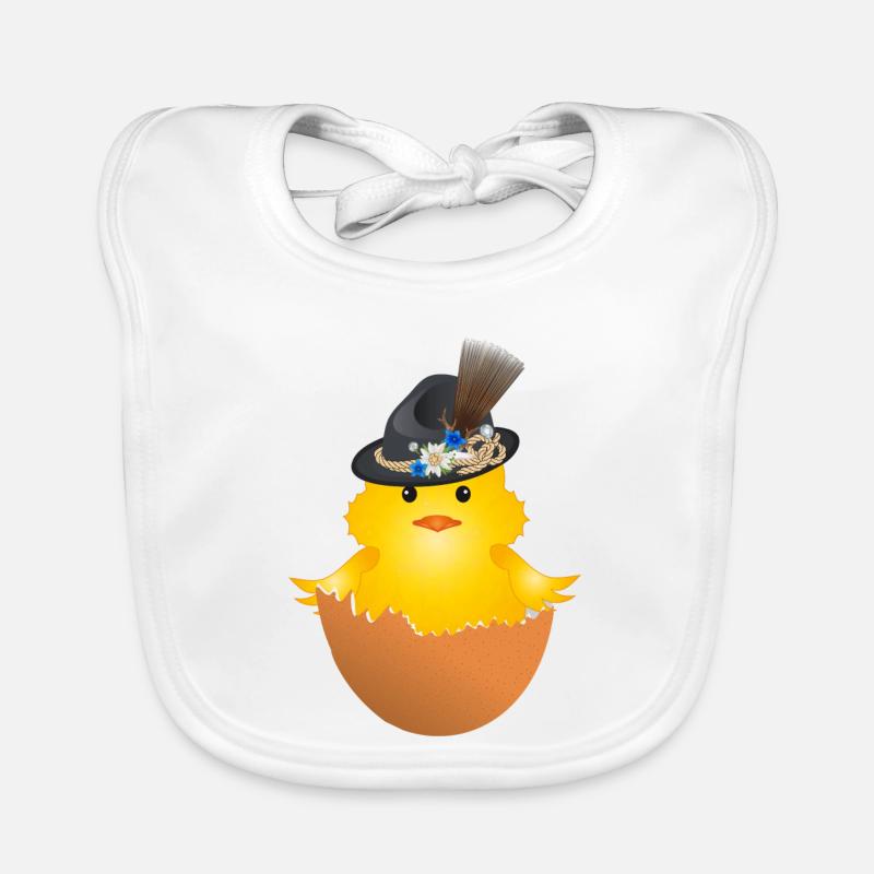 Bavarian chick with traditional hat in eggshell Organic Baby Bibs
