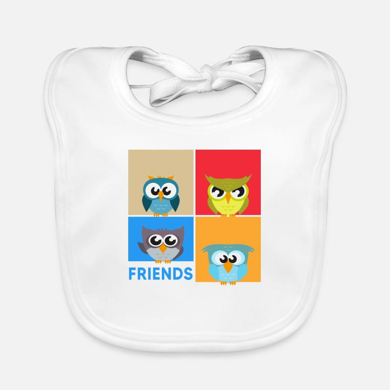 Eule "bunte Eulen" eulenchaos Eulen-Kunst Baby Bio-Lätzchen