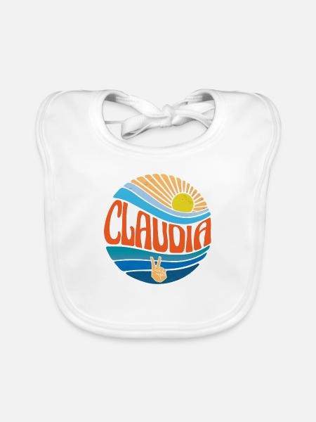 Claudia Hemd Vintage Sunset Claudia Groovy Krawatte - Baby Bio-Lätzchen - Weiß