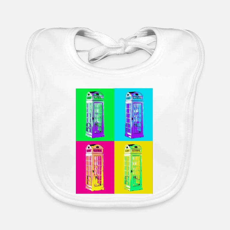 Multicolored Pop Art Phone Booth Organic Baby Bibs