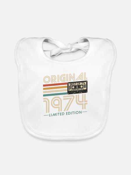 Original 1974 Jahrgang Vintage Geburtstag Retro - Baby Bio-Lätzchen - Weiß