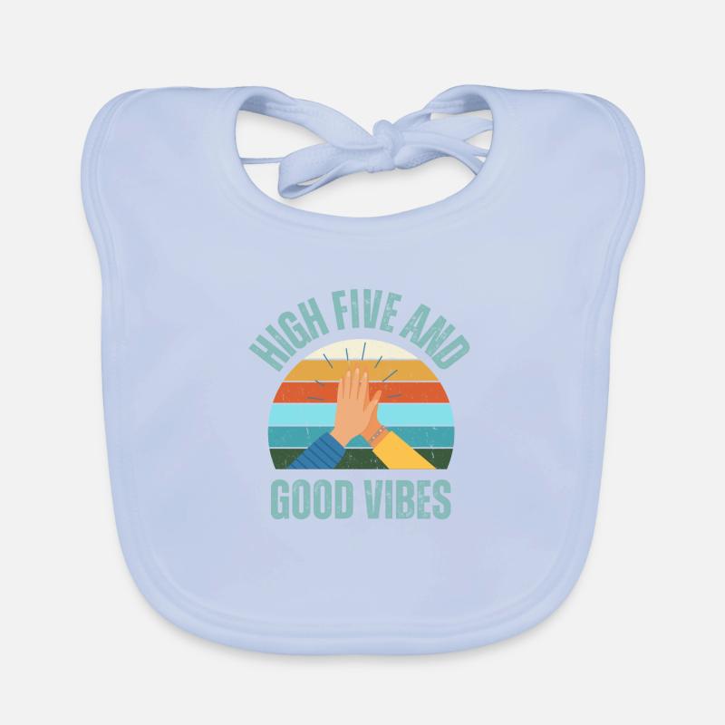 High Five and Good Vibes Organic Baby Bibs