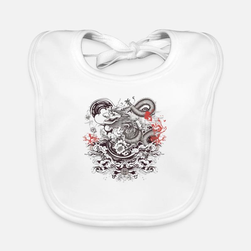 Folklore chinois - Bavoir bio Bébé - blanc