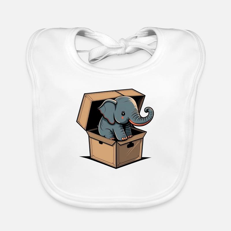 Mignon éléphant dans une boîte Bavoir bio Bébé