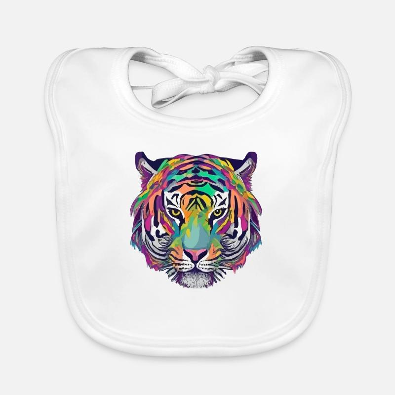 Tiger Head Graphic Tee Illustration Art Comic Bavoir bio Bébé
