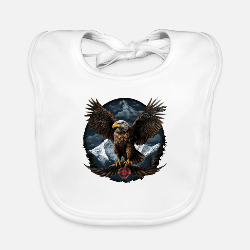 Bald Eagle Design with Mountains Organic Baby Bibs