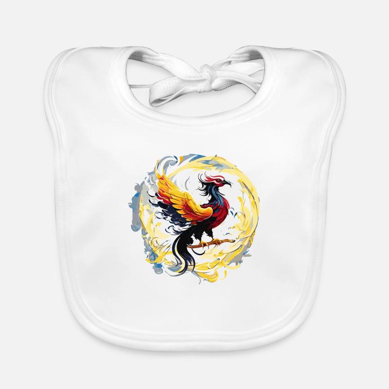 Blazing Phoenix (Artwork Collection) - Organic Baby Bibs - white