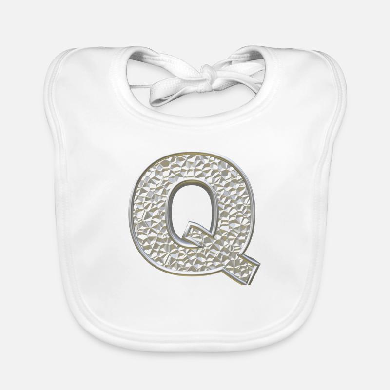 Q, letter, letter Q, initial, initial Q, monogram, Organic Baby Bibs