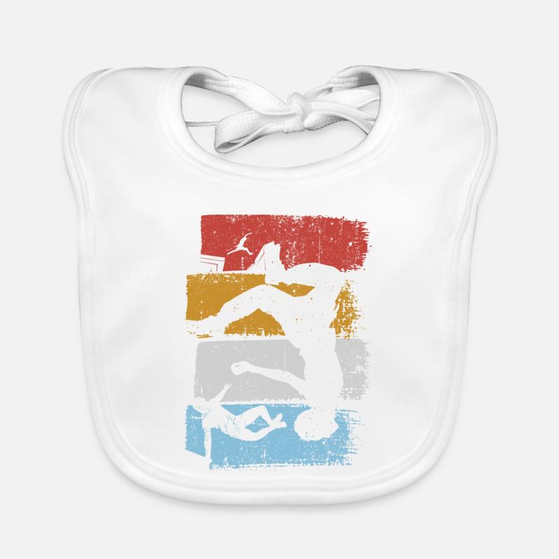 Stripes Sunset Diver Silhouette Organic Baby Bibs