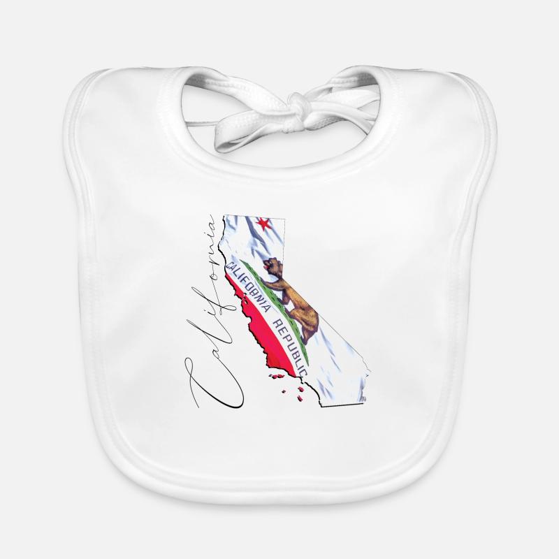 California (USA) | Real Flag | Flag Map Script Organic Baby Bibs
