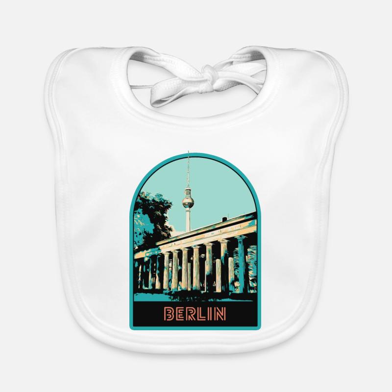 Berlin TV Tower and Brandenburg Gate Organic Baby Bibs