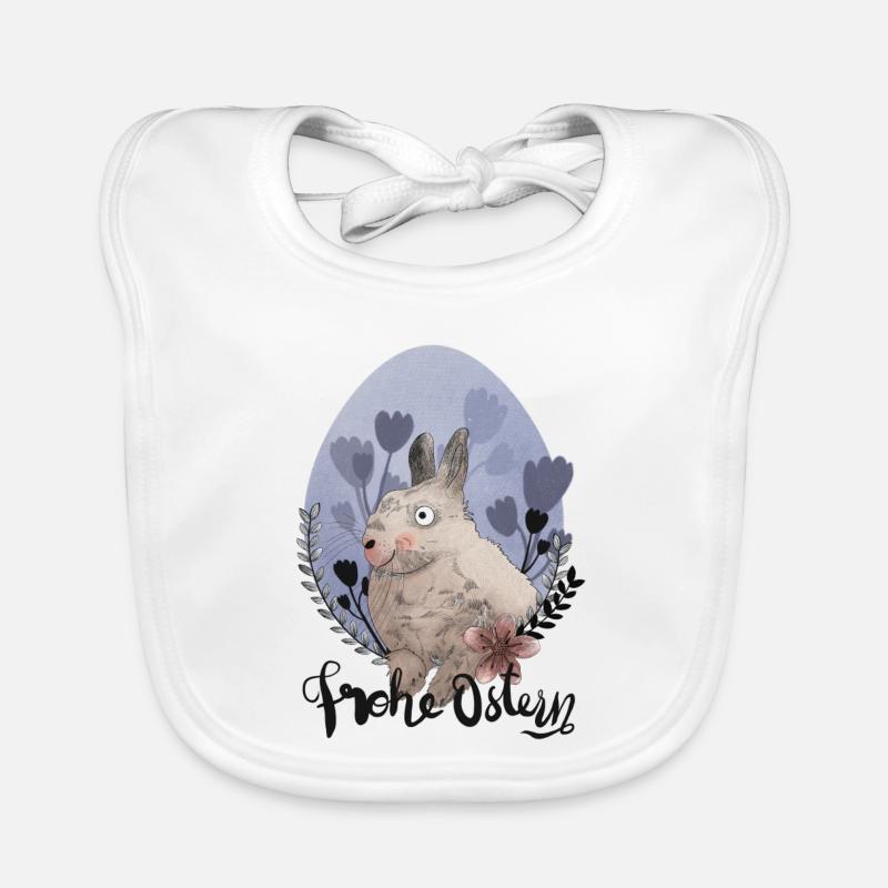 Easter Bunny Illustration Happy Easter Organic Baby Bibs