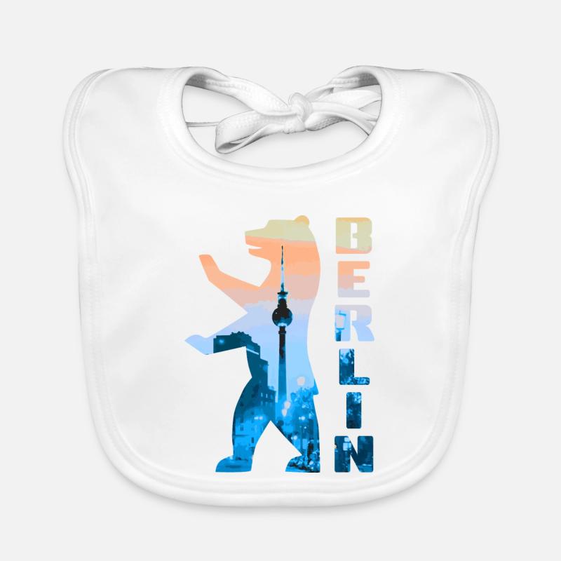 Berlin Bear Silhouette Organic Baby Bibs