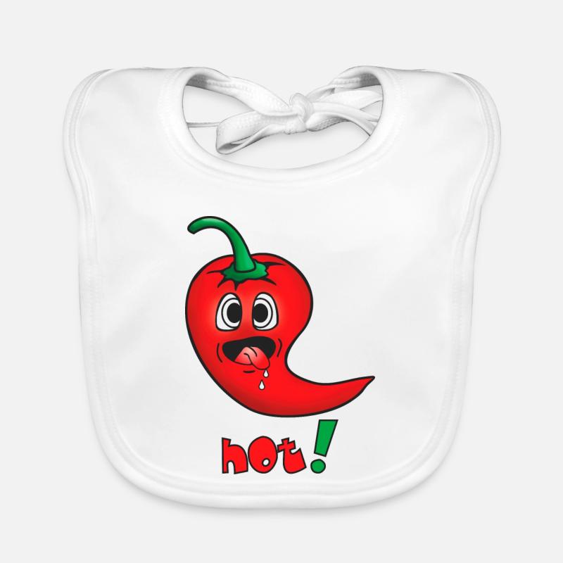 Piment rouge vif - émoticône drôle - chaud Bavoir bio Bébé