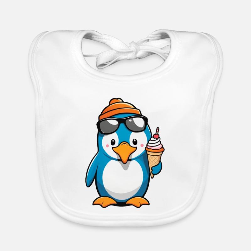 Pingouin décontracté avec glace - Motif drôle d’été Bavoir bio Bébé