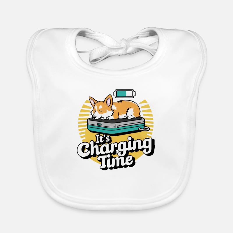 Its Charging Time Corgi Funny Organic Baby Bibs