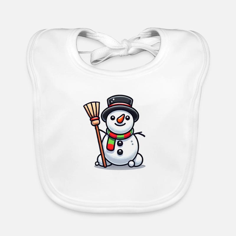 Schneemann Comic - Baby Bio-Lätzchen - Weiß