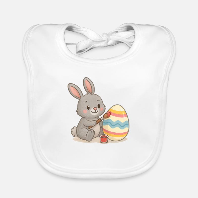 Easter Bunny Painted Egg – Cute Easter Design Organic Baby Bibs
