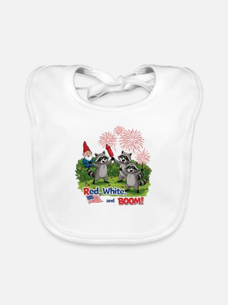 Raccoon 4th of July Fireworks Party - Organic Baby Bibs - white - Front